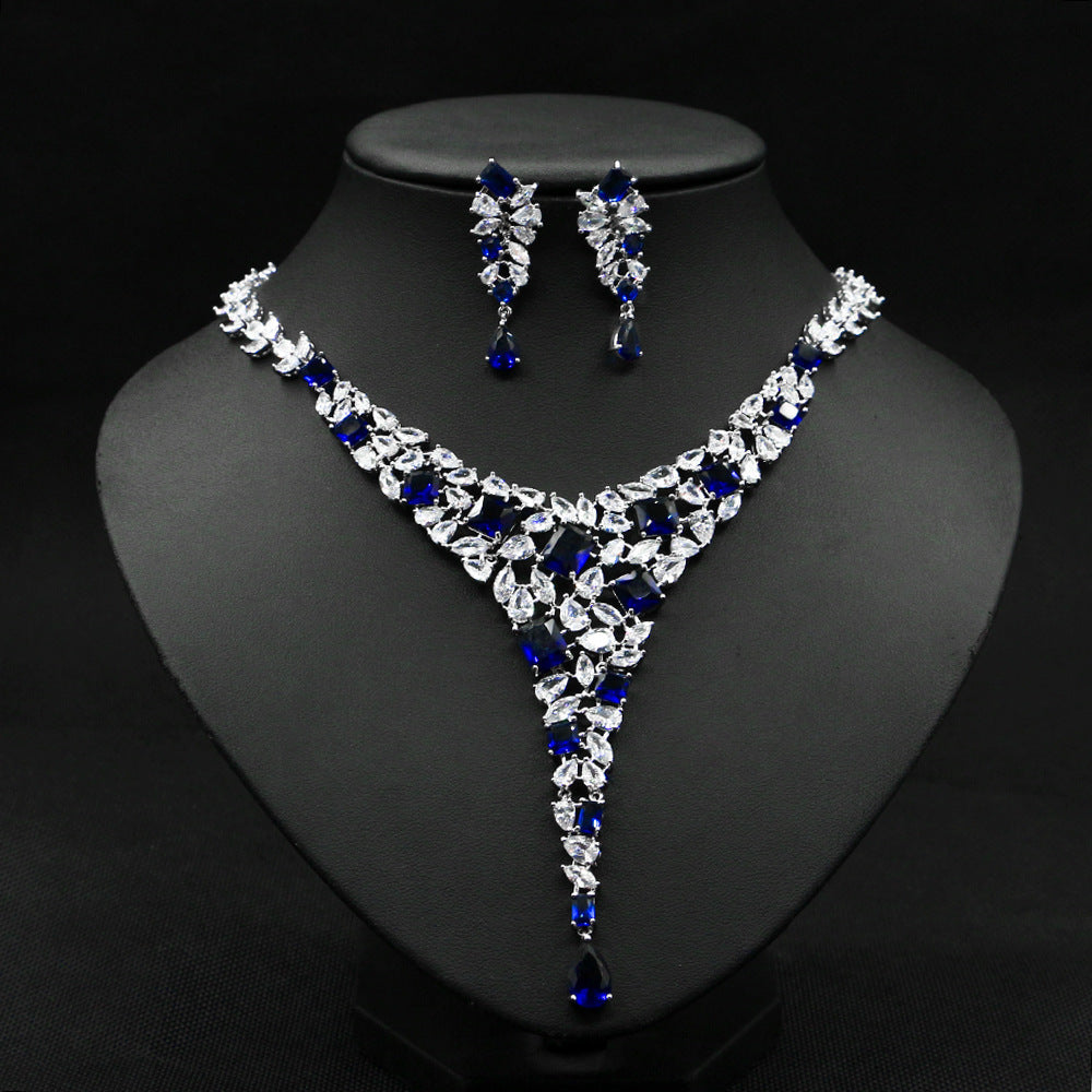 Colorful Zircon Necklace Set - Wedding Dress Accessories