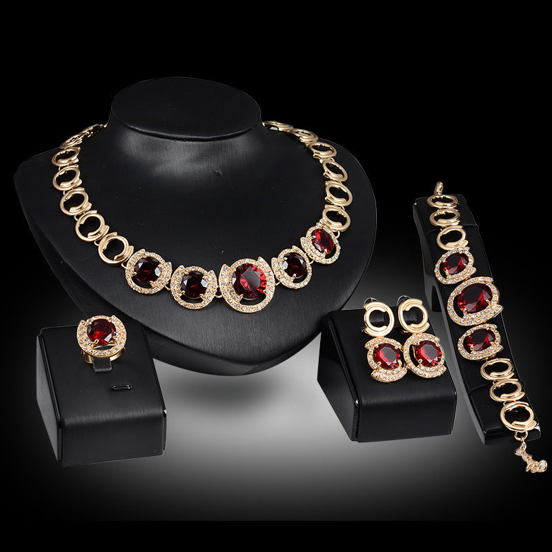 Stunning Artificial Gemstone Jewelry Set for Weddings & Banquets