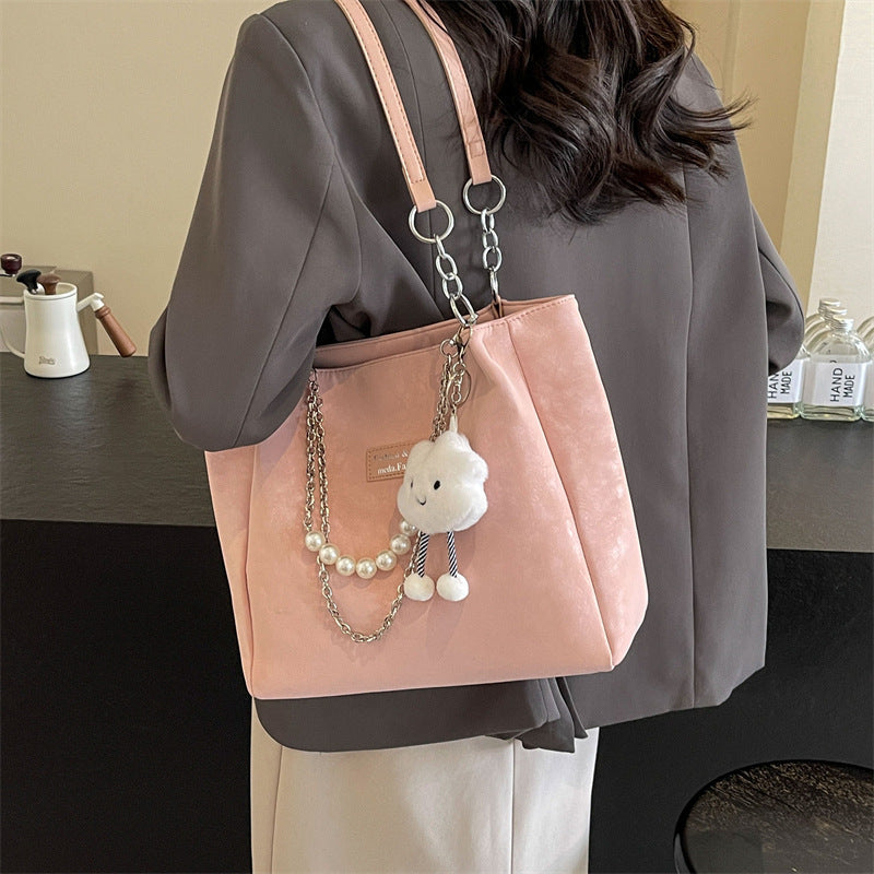 Casual Summer Fashion Tote for Women with Cute Hanging Doll