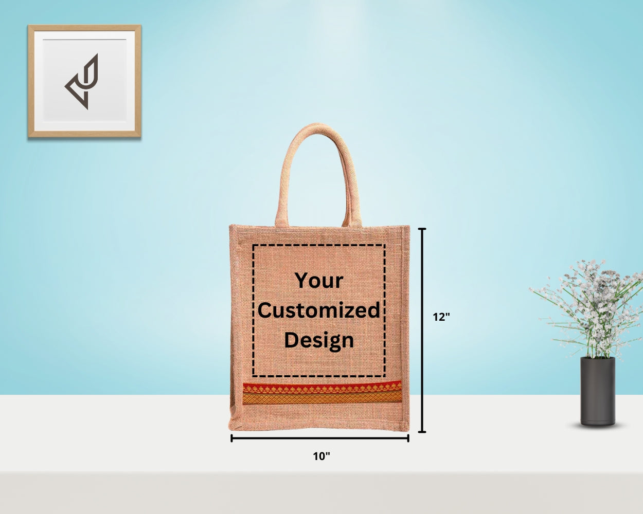 Bulk Order - Customized Jute Bags with Bottom Zari (10 X 5 X 12 inches)