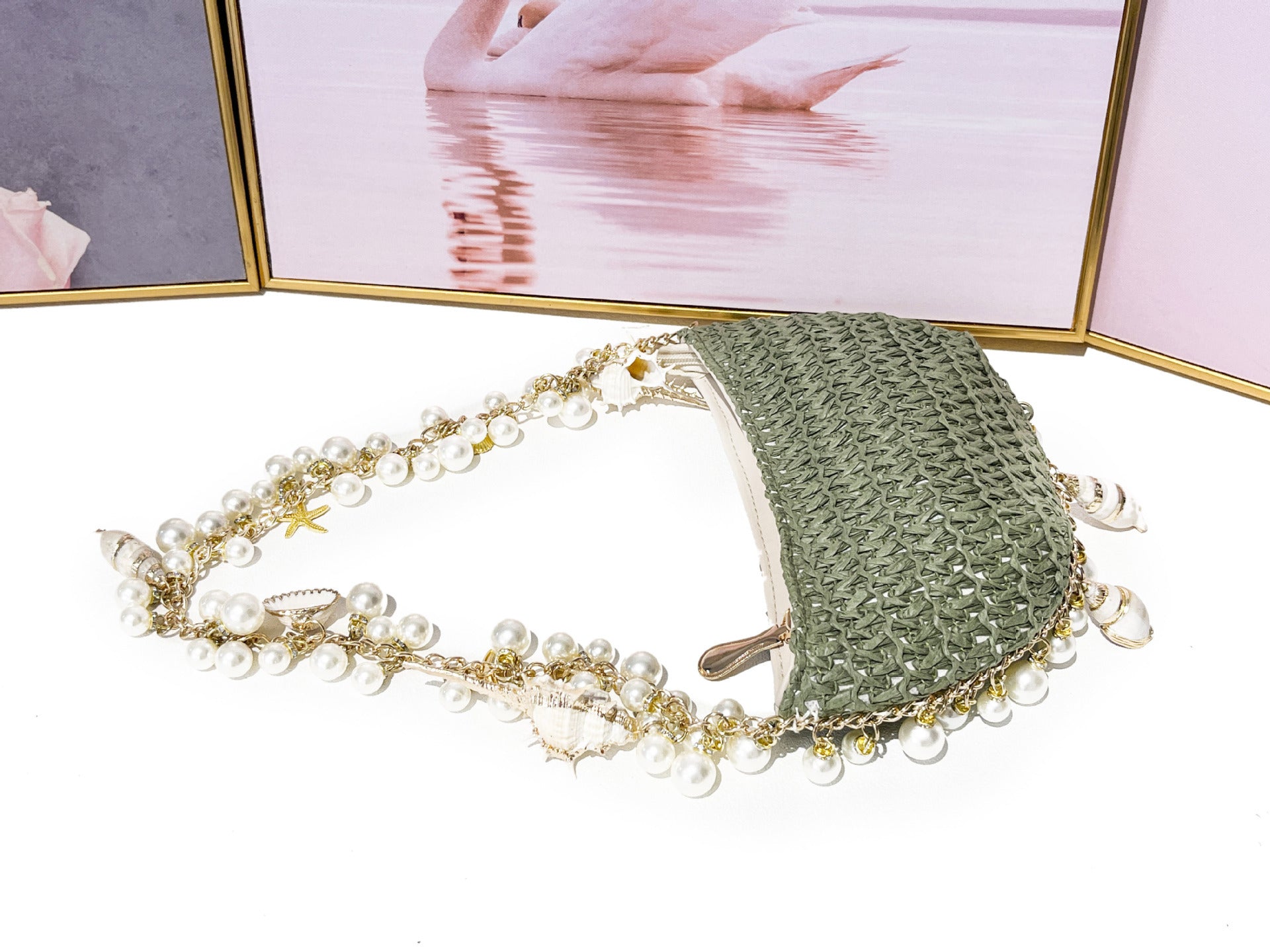 Summer Seaside Holiday Pearl Conch Straw Bag