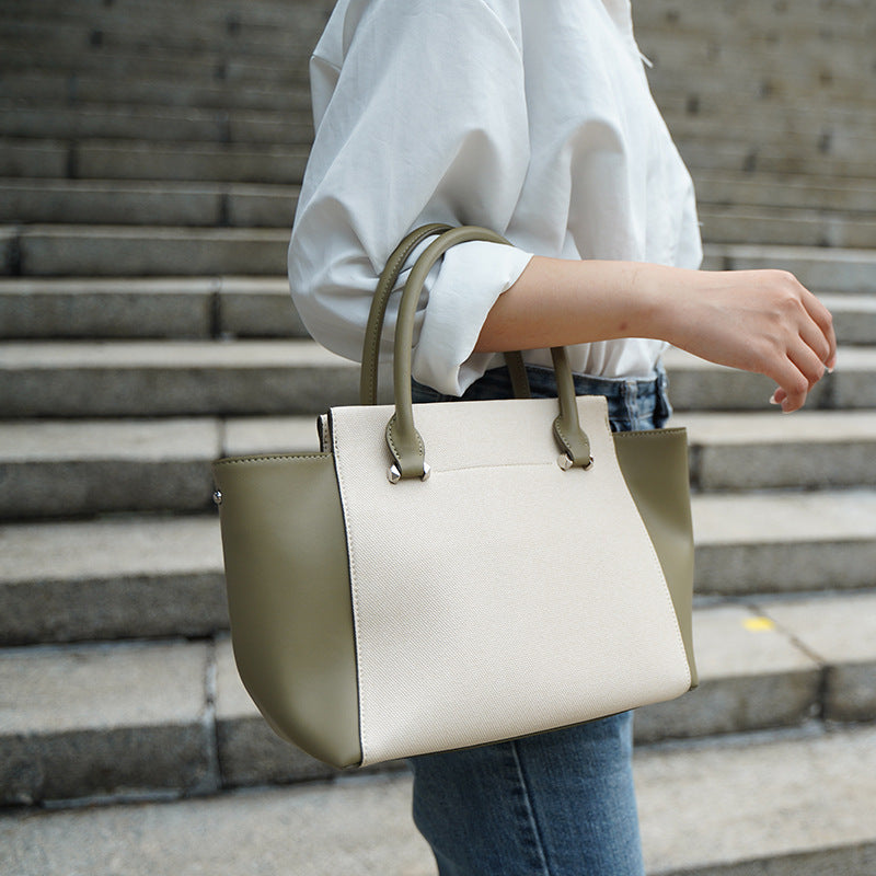 Spacious Cowhide Leather Tote - Ideal for Commutes and Casual Outfits