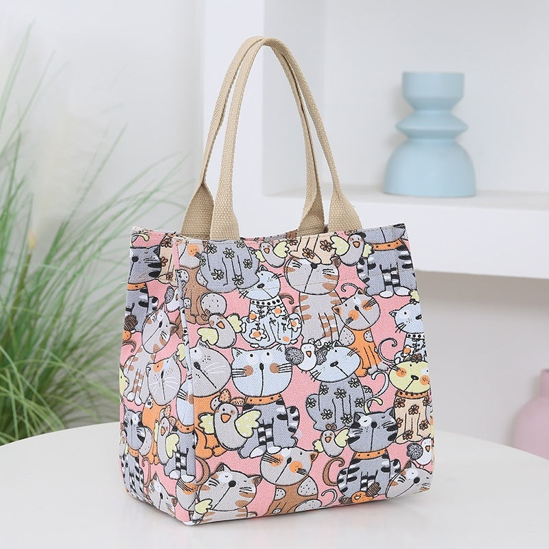 Cartoon Print Large Capacity Portable Handbag for Women