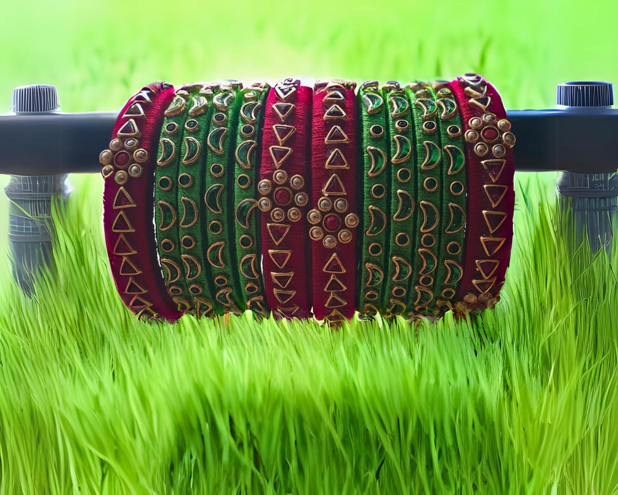 Regal Radiance: Luxurious Silk Thread Bangles with Intricate Kundan Detailing