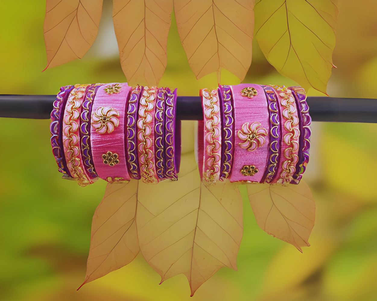 Timeless Opulence: Handcrafted Silk Thread Bangles with Dazzling Kundan Artistry