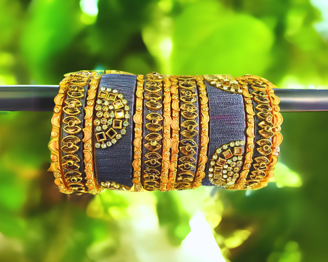 Royal Elegance: Silk Thread Bangles with Luxurious Kundan Embellishments