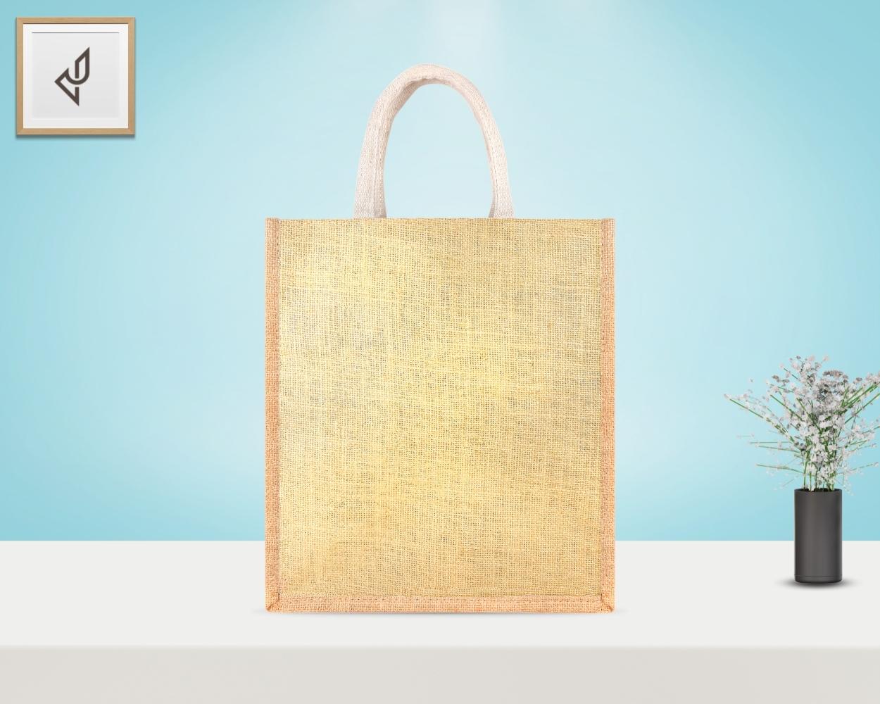 Multi Utility Designer Jute Bag - Mesmerizing and Pleasant Little Handcrafted Bird with Zipper (12 x 5 x 14 inches)