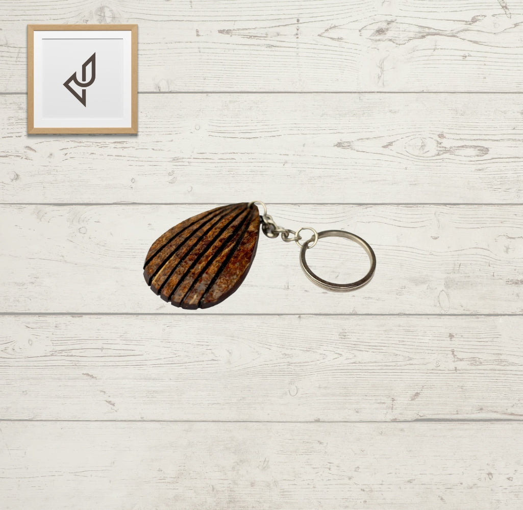 Handcrafted Coconut Shell Keychain - Shell Shape [KC001]