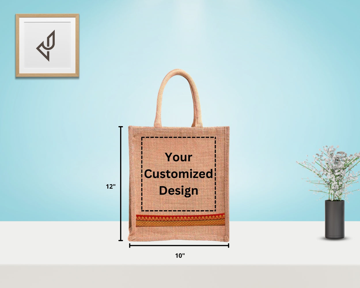 Bulk Order - Customized Jute Bags with Bottom Zari (10 X 5 X 12 inches)