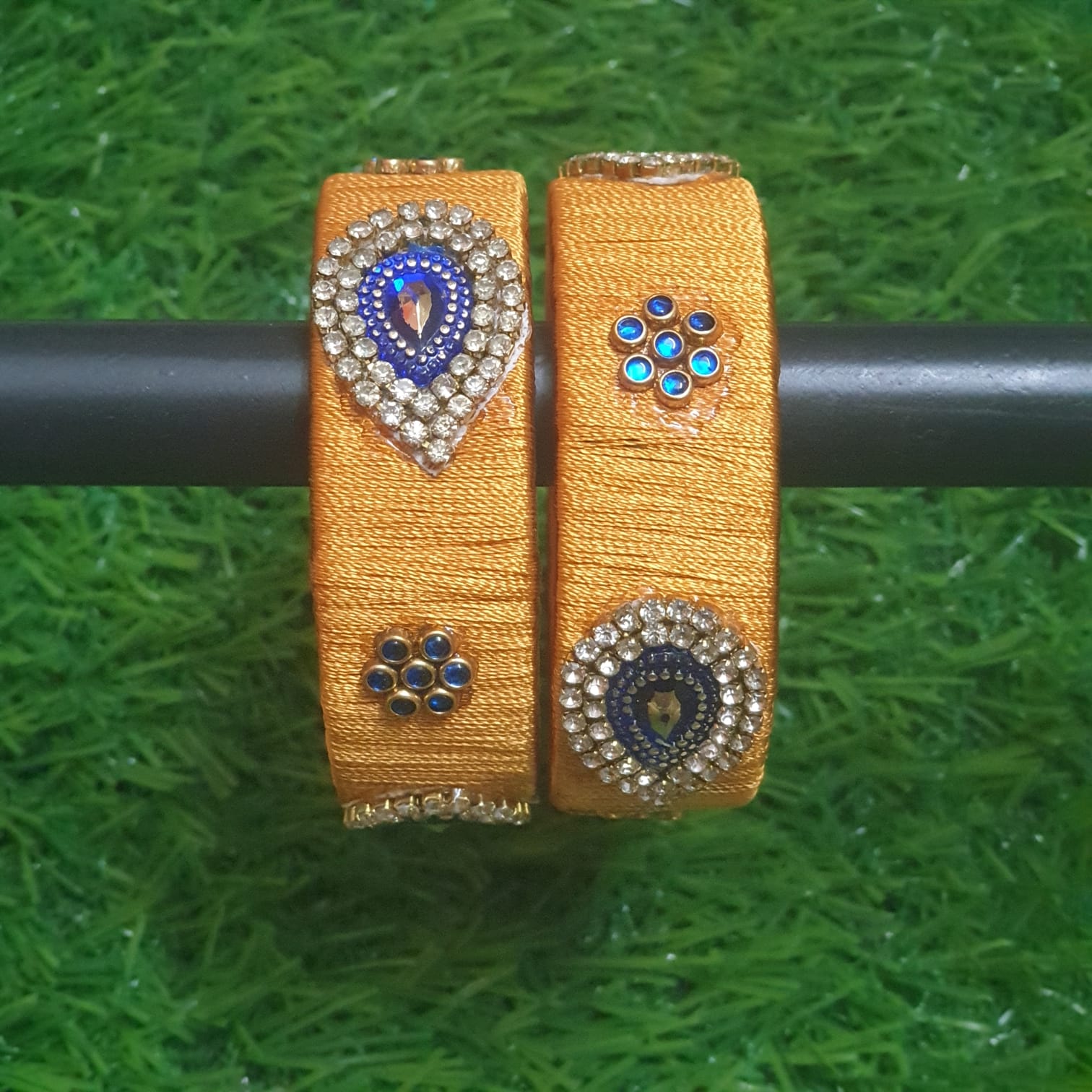 Handcrafted Silk Thread Bangles with Dazzling Kundan Work