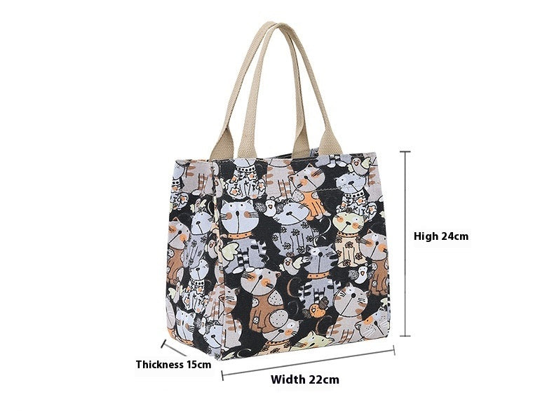 Cartoon Print Large Capacity Portable Handbag for Women